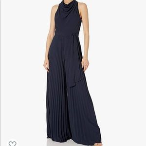 Halston Heritage pleated jumpsuit , Sz 2, Dk Navy